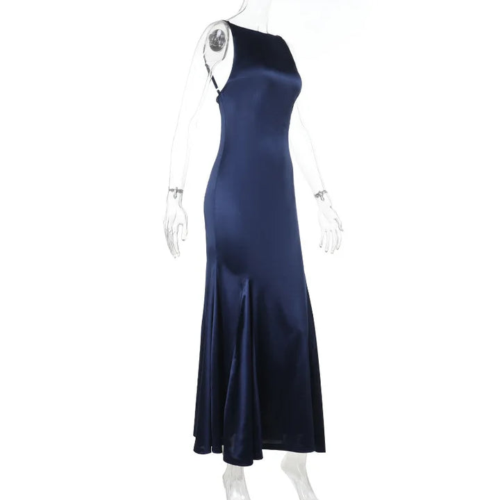 Maxi satin dress with open back - Rain