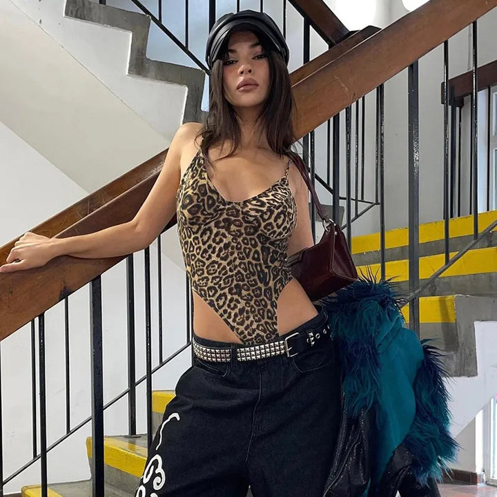Leopard Print Tank Bodysuit - Tay