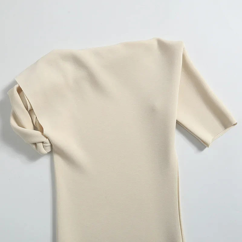 Fitted Mini Dress with Rolled Sleeve Design - KIKI