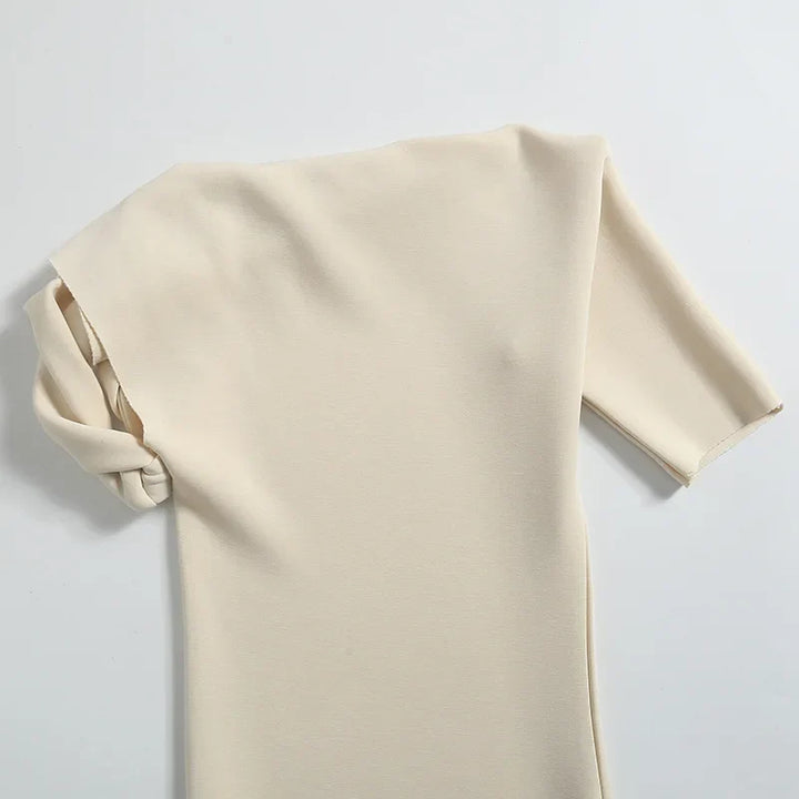 Fitted Mini Dress with Rolled Sleeve Design - KIKI