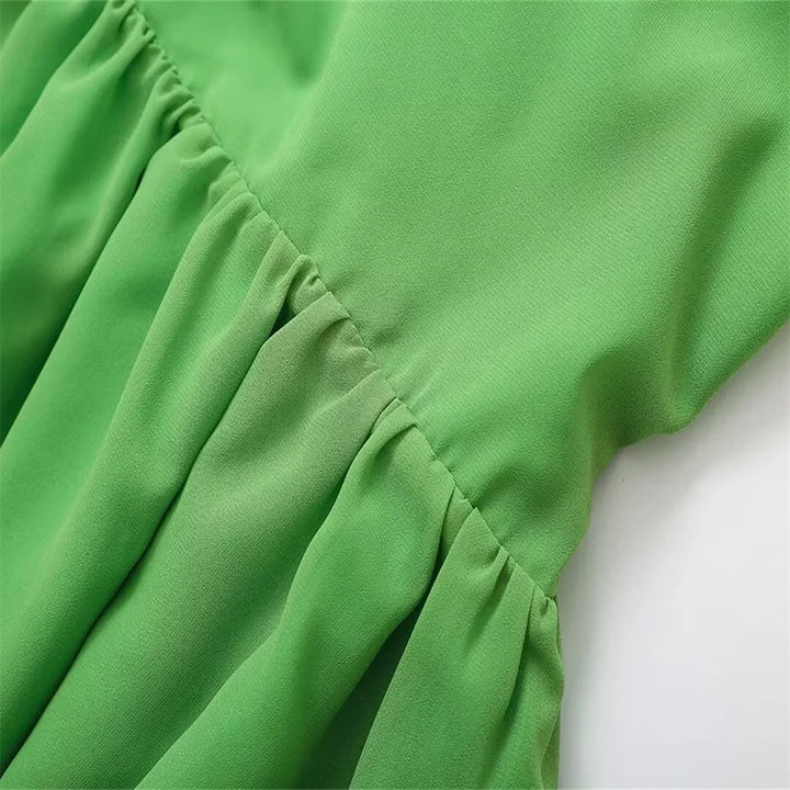 Mini Dress with Ruffle and Open Sleeves - Noya Lee