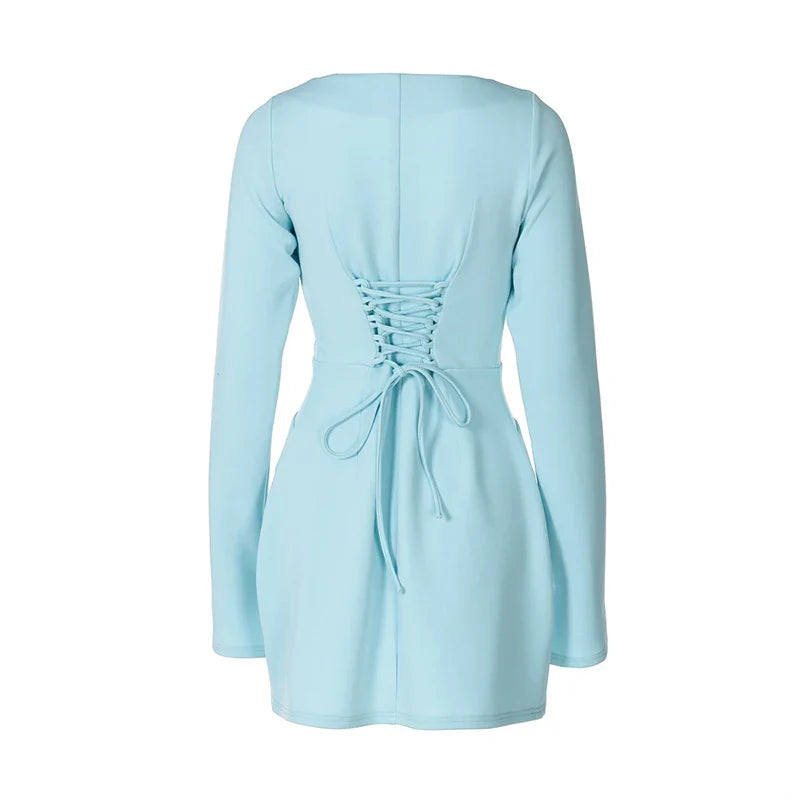 Tailored A-line mini dress with back tie waist and pocket detail - Yar