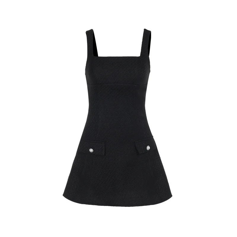 Woven mini dress in A-line cut with pocket decoration - Mili