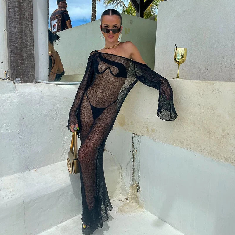 Transparent Knitted Beach Dress - Wanda