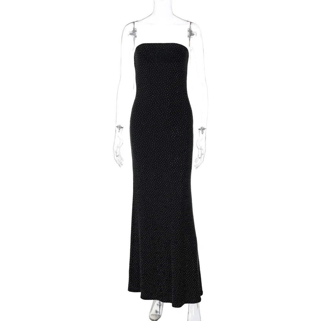 Maxi strapless sequin dress with sparkling rhinestone detail - HOLLY