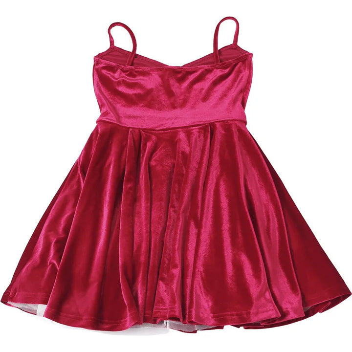 Velvet Ruffled Mini Dress with A-Line Cut - SOFIA