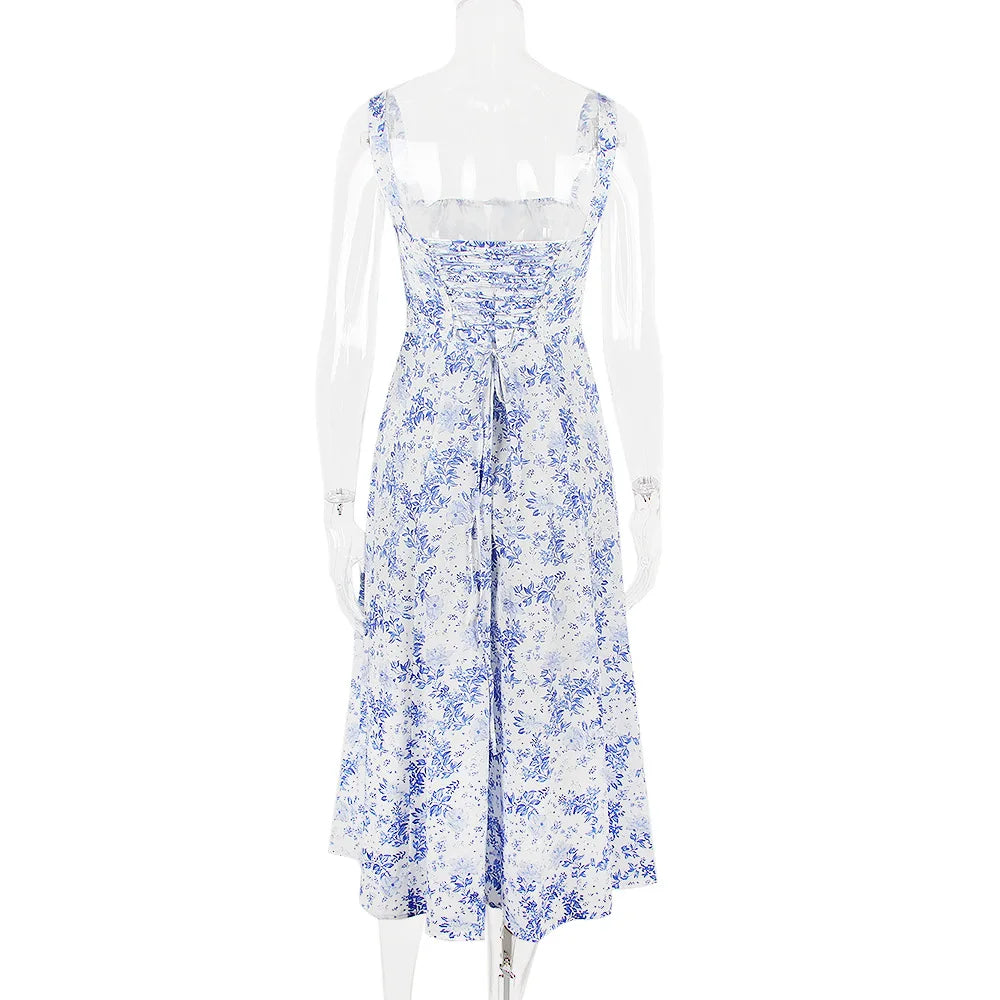 Summer Midi Dress with Rustic Design and Slit Decoration - Angelica