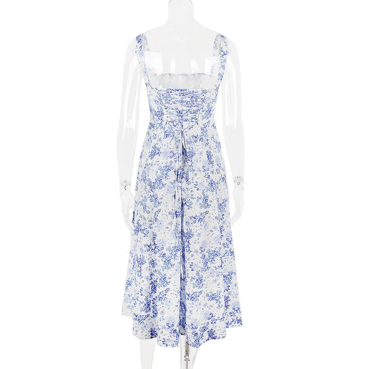 Summer Midi Dress with Rustic Design and Slit Decoration - Angelica