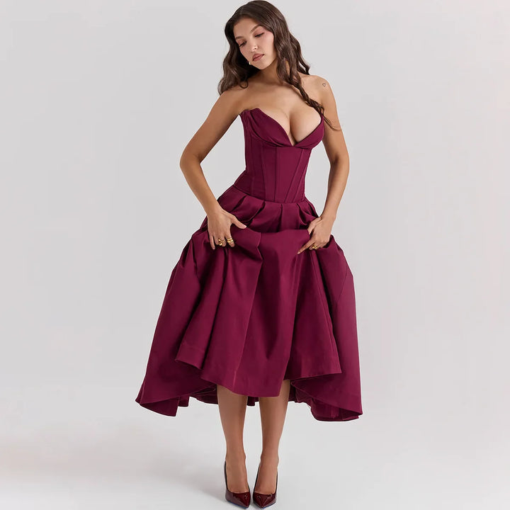 Strapless Midi Dress with Pockets - Fanny