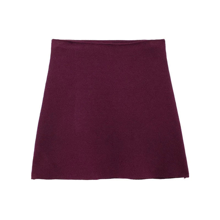 Two-Piece Knit Set with Pin-Closure Cardigan and Mini Skirt - Beatrice