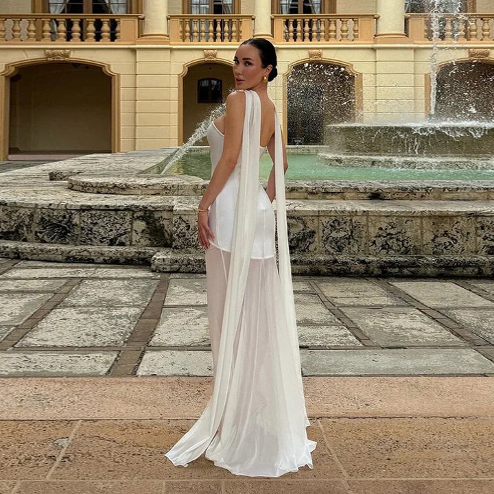 One-Shoulder Chiffon Maxi Dress - Melania
