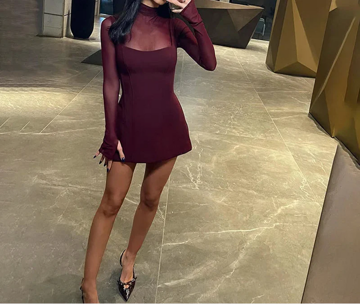 Tailored Golf Mini Dress with Mesh Design - Yilin