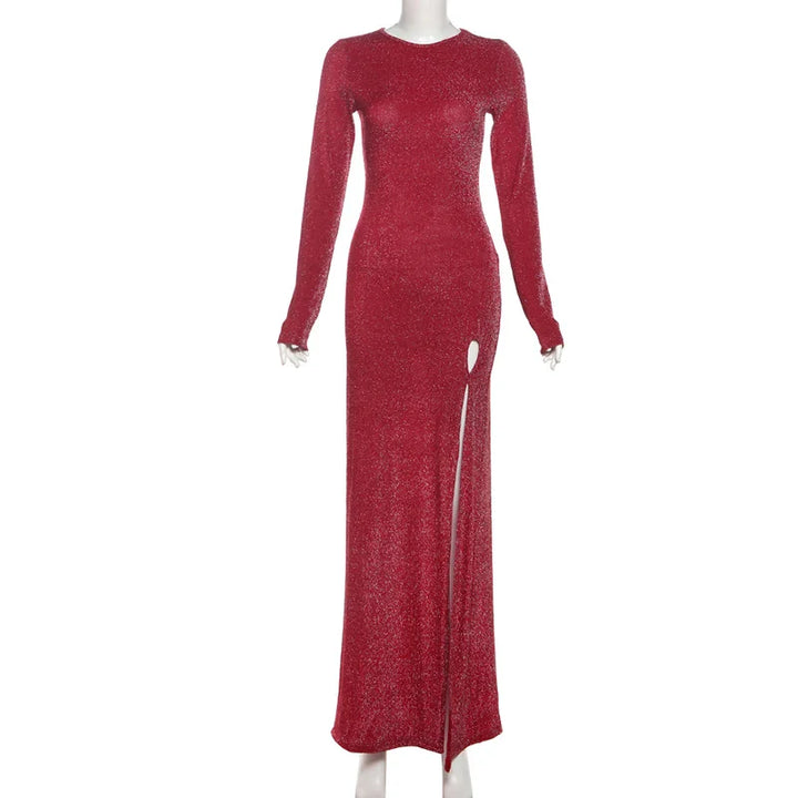 Sequin Maxi Dress with Deep Slit Design - Harlow