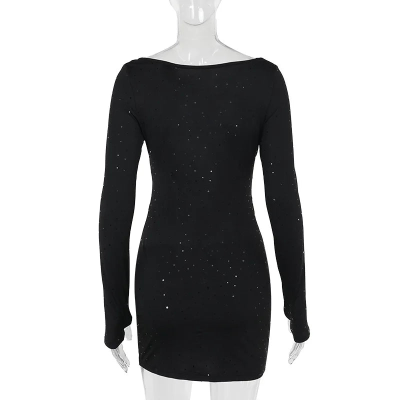 Ruching Mini Dress with Glitter Dot Decoration and Cutouts - Alexa
