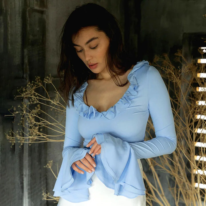 Ruffled Bell Sleeve Shirt - Gali
