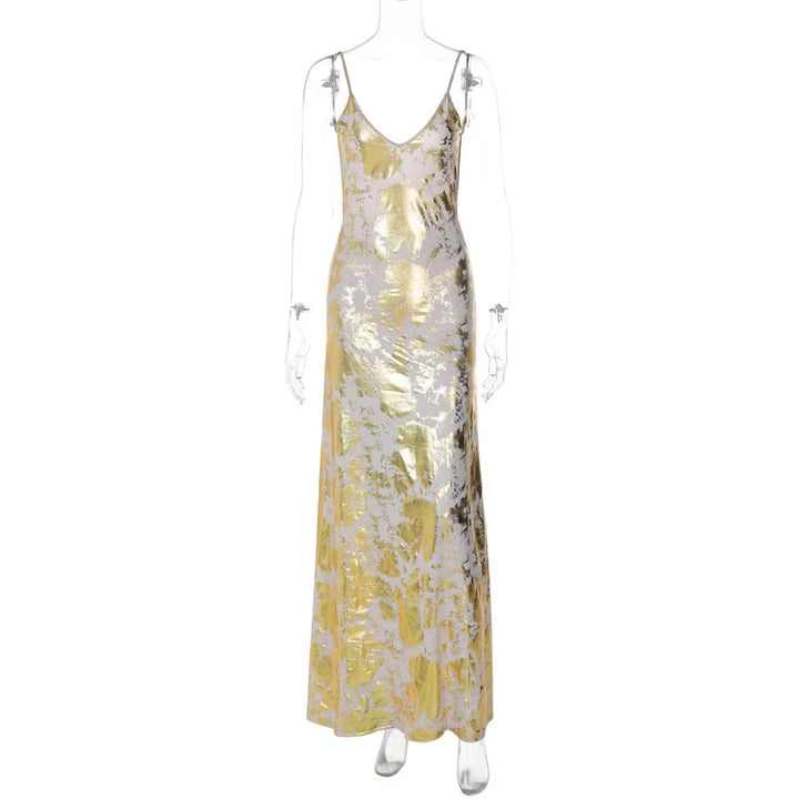 Maxi Dress with Gold Decoration - Zahava