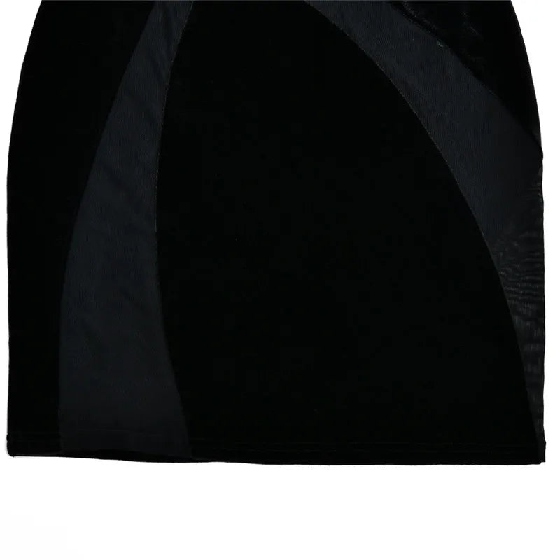 Velvet mini dress with mesh design - TESA