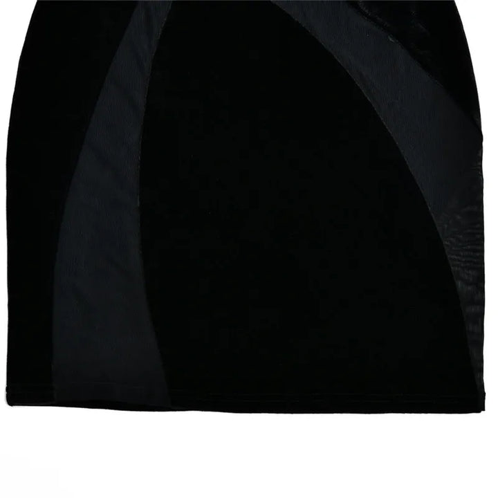Velvet mini dress with mesh design - TESA