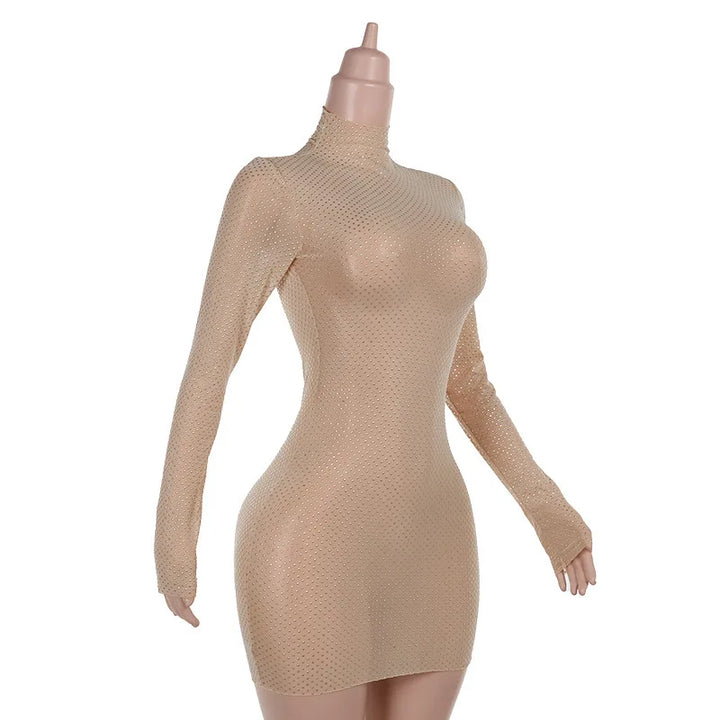 Bodycon Mini Dress with Sparkling Sequin Tassels in Golf Cut - Cardi