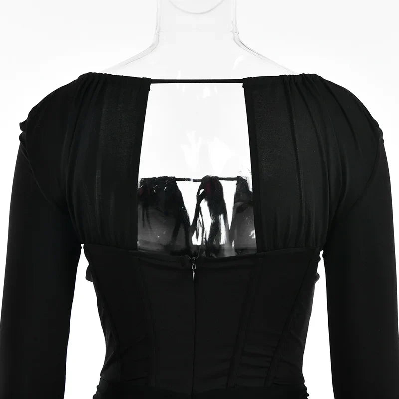 Mini dress with corset design and tie - KASIE