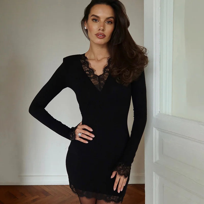 Mini Dress with Lace Decoration - MIRAN