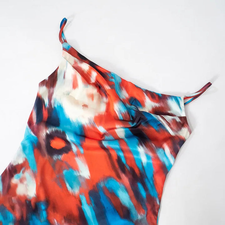 Colorful Satin Maxi Dress - Skylar