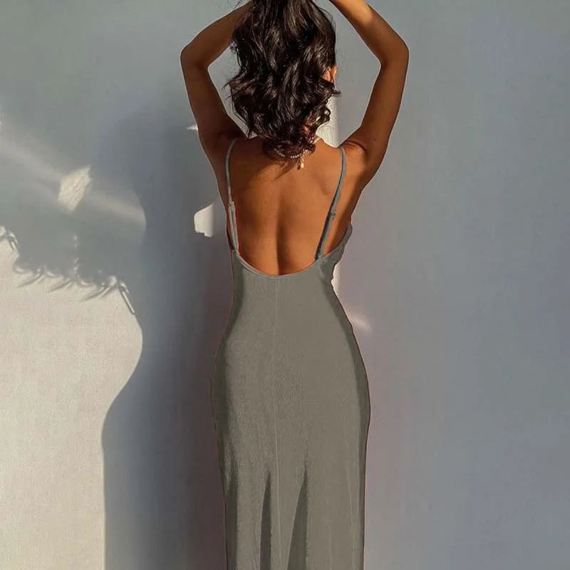 Summer midi knitted dress with slit decoration - Smile