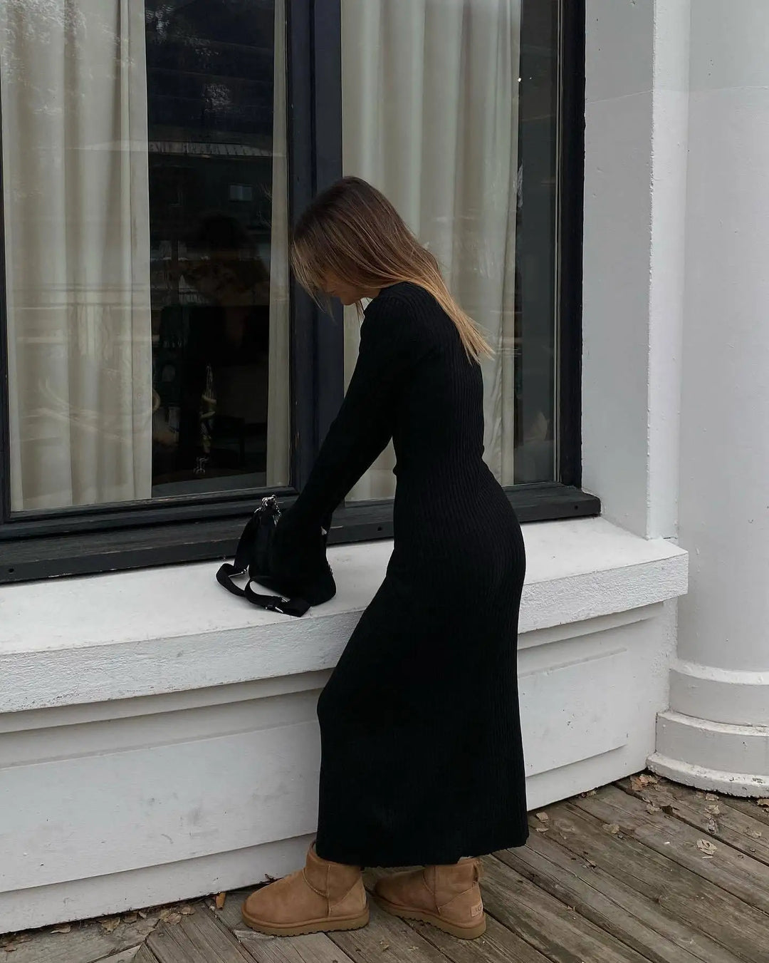 Maxi knit dress with polo collar - Gail