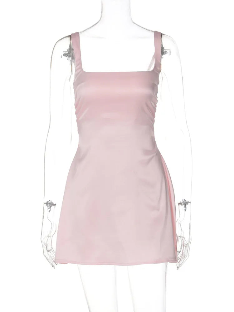 A-Line Satin Mini Dress - Lilan