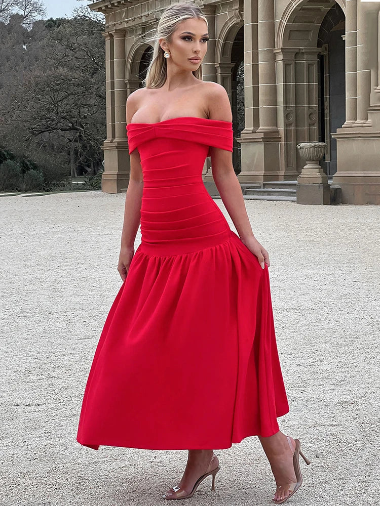 Maxi off-shoulder dress - Tehila