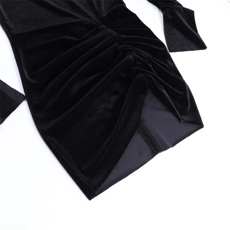 Velvet Golf Mini Dress with Ruching Detail - Julia