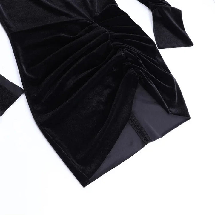 Velvet Golf Mini Dress with Ruching Detail - Julia