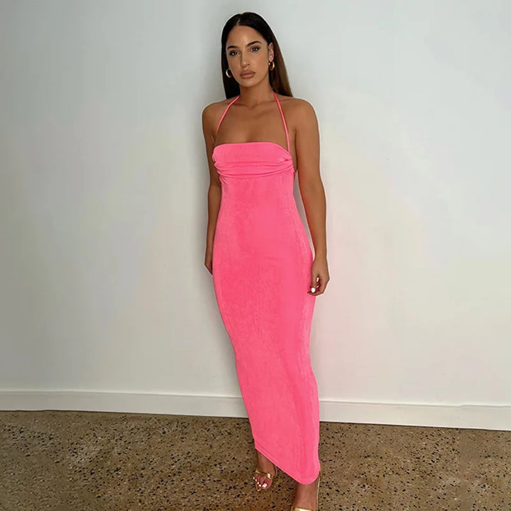 Elegant Maxi Dress with Open Back - Rinatia