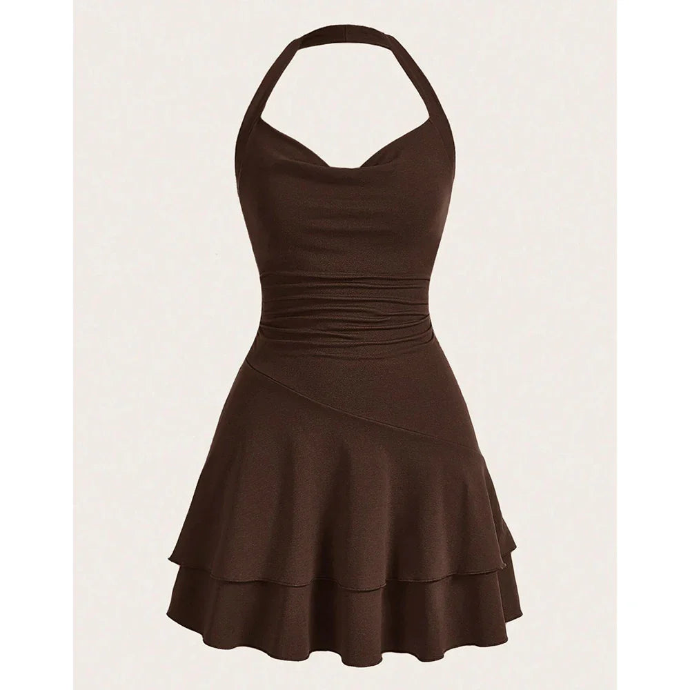 Tiered Ruffle Mini Dress with Open Back - Ashly