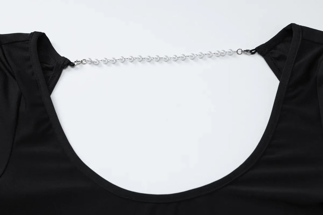 Maxi Dress with Open Back and Waist, Chain Decoration - Denis