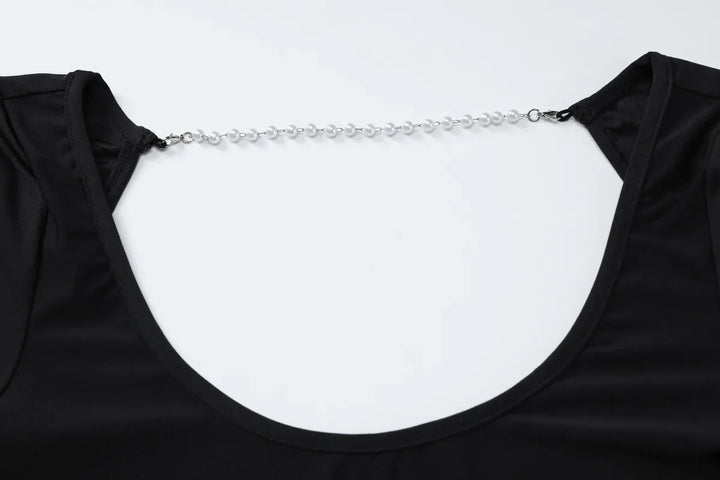 Maxi Dress with Open Back and Waist, Chain Decoration - Denis
