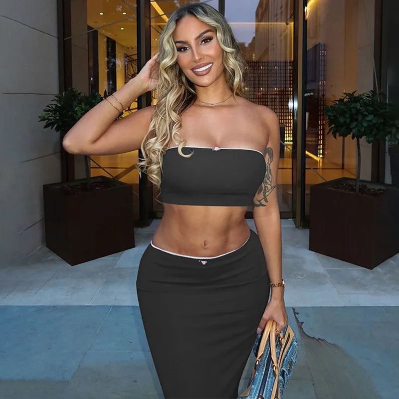 Two-piece set maxi skirt and strapless top - Bloom
