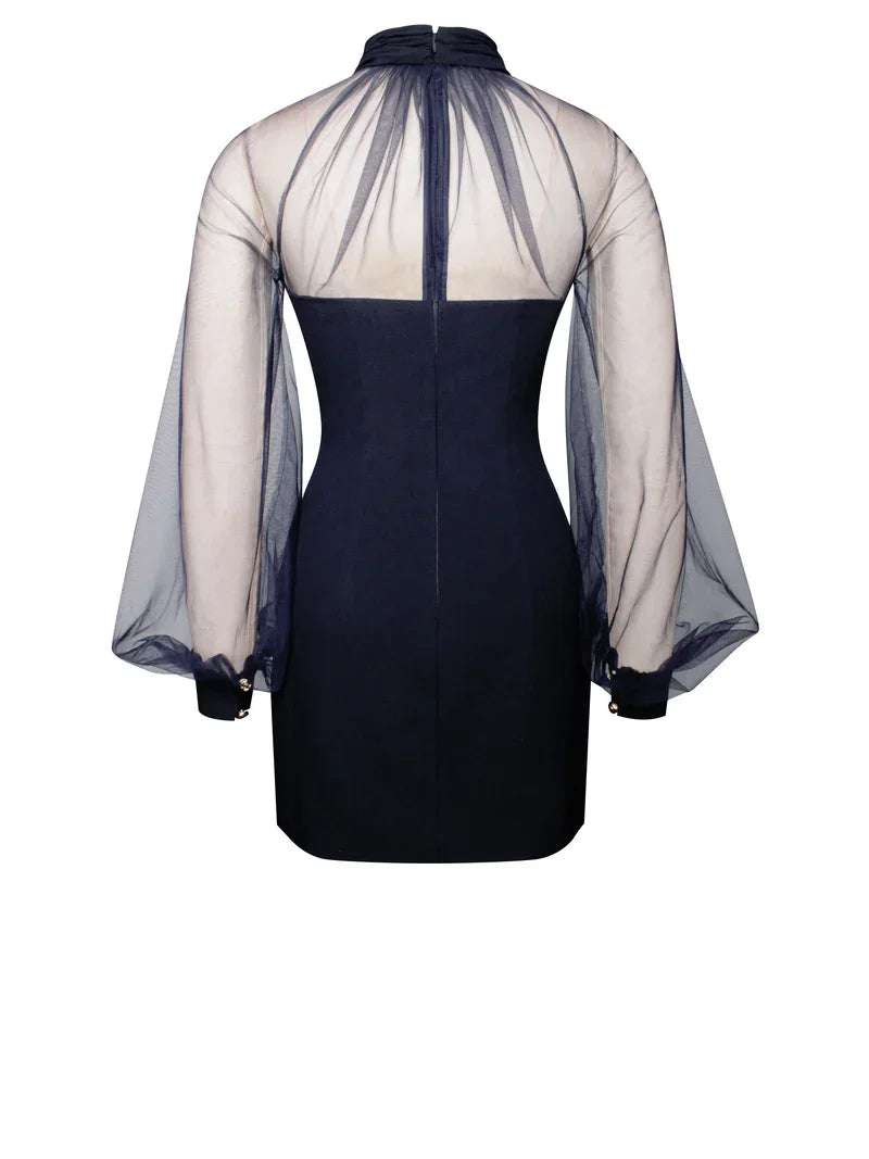 Fitted mini dress with tailored chiffon sleeves - Darwin