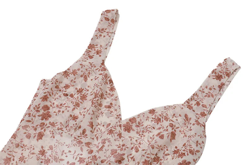 Floral Maxi Dress with Open Back, Slit, and Scarf - Elay