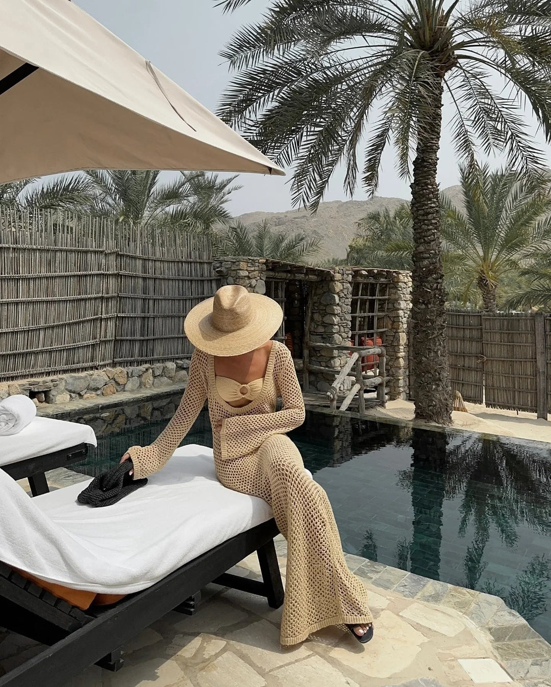 Mesh Maxi Beach Dress with Open Chest/Back - Amber