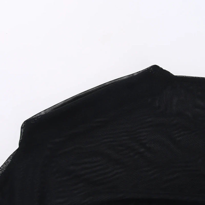 Fitted Ruched Mini Dress in Shaping Fabric with Flattering Mesh and Turtleneck Collar - Evelyn