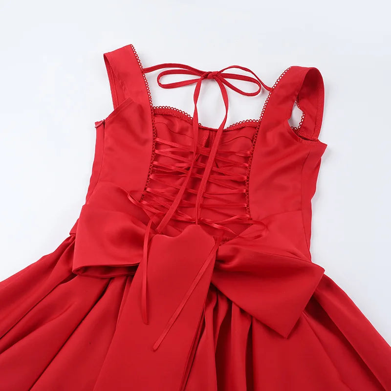 Mini A-Line Dress with Back Tie and Bow Detail - Demi