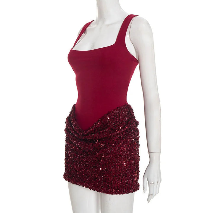 Mini Dress with Sequin Design - Rozan