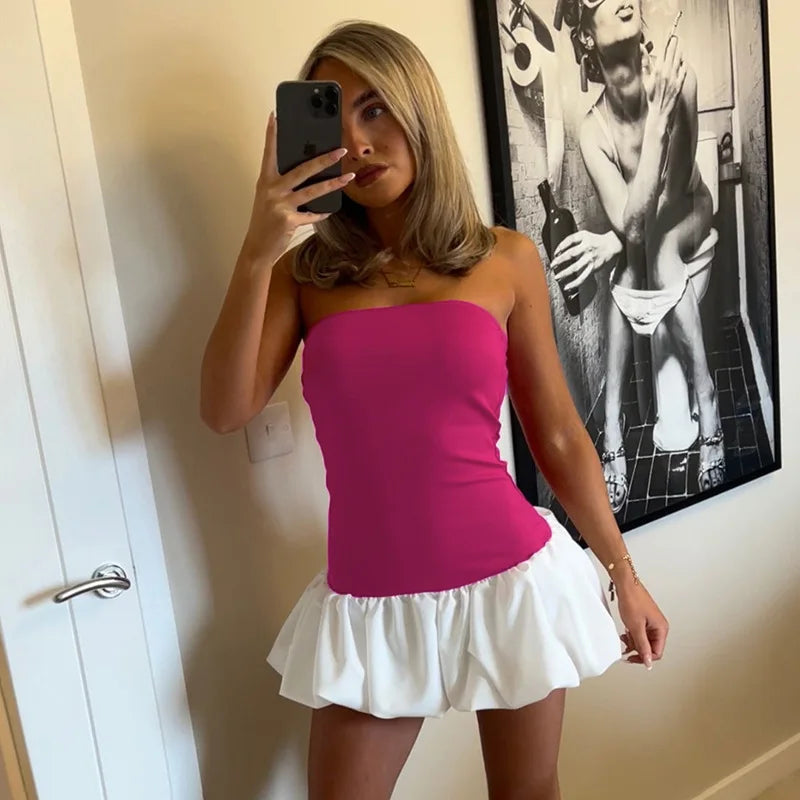 Strapless balloon-shaped mini dress - Baylor
