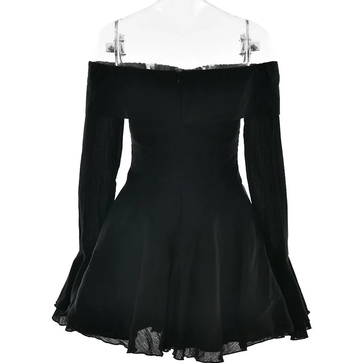A-line Chiffon Mini Dress with Off-Shoulder - Lilyana