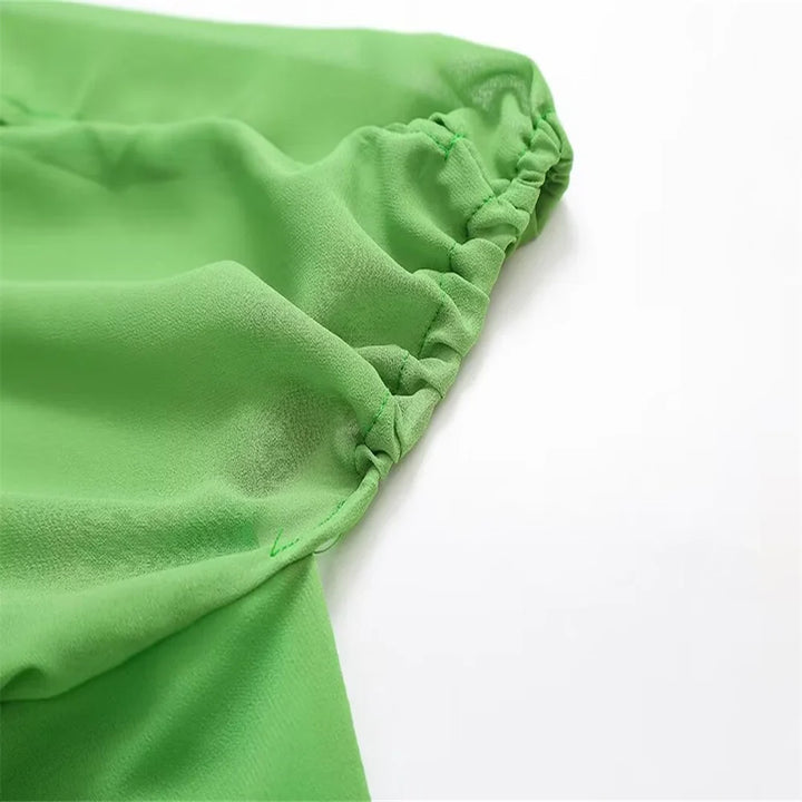 Mini Dress with Ruffle and Open Sleeves - Noya Lee