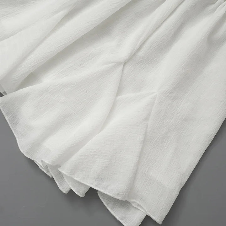 Two-Piece Linen Set with Strapless Tie Top and Ruffled Mini Skirt - Lola