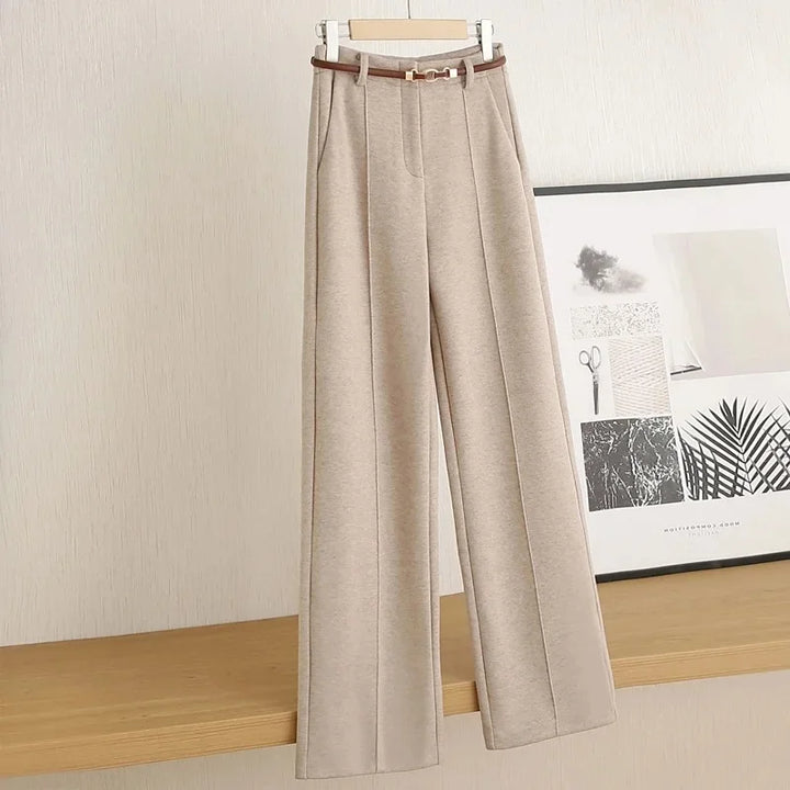 Tailored Wool Pants with Elegant Belt Detail