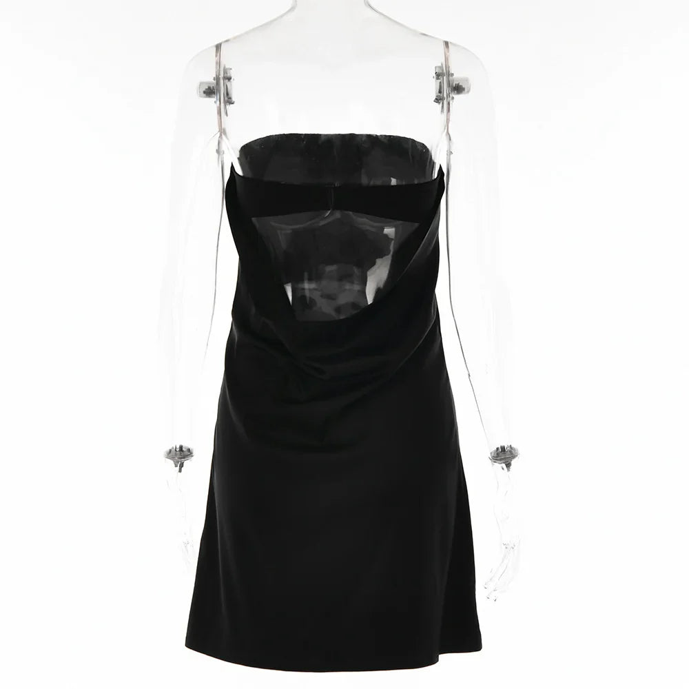 Strapless satin mini dress - Sky
