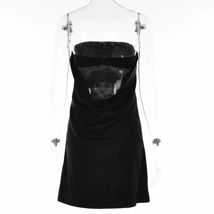 Strapless satin mini dress - Sky